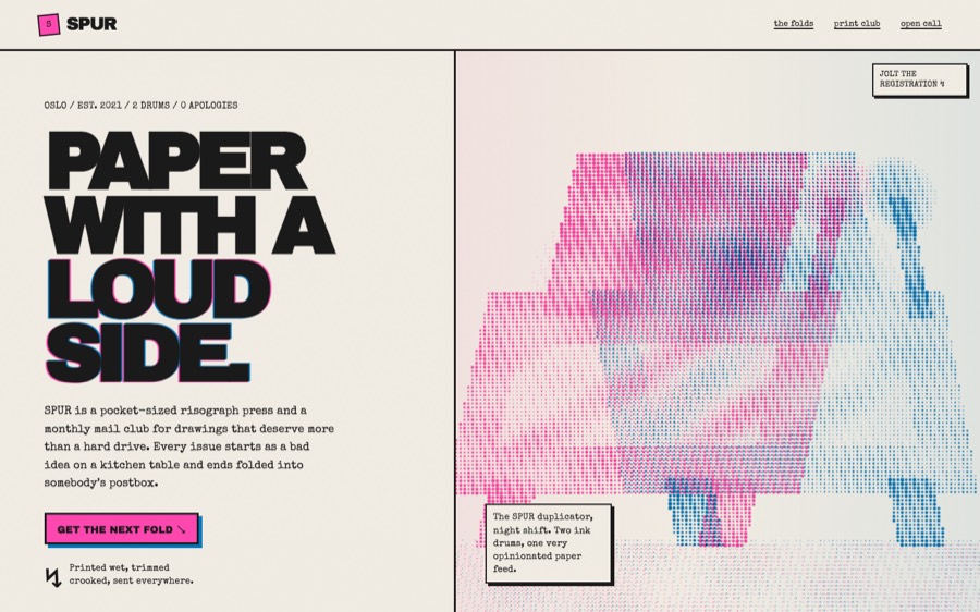 Screenshot of SPUR — Monthly riso print club