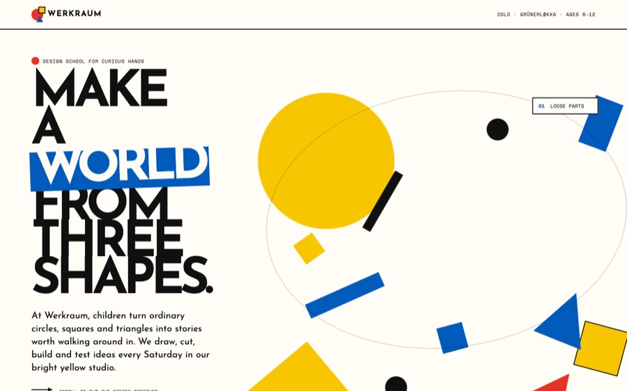 Screenshot of Werkraum — A design school for curious children