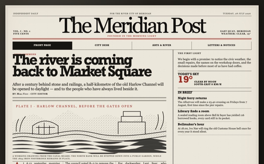 Screenshot of The Meridian Post — Vol. 1, No. 1