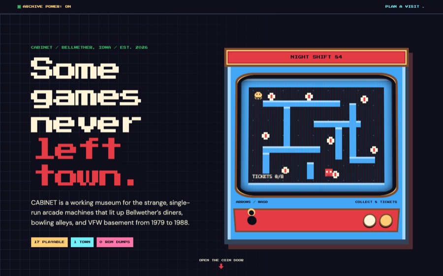 Screenshot of CABINET — Bellwether arcade archive