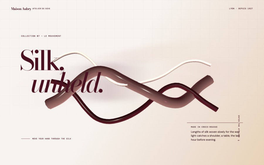 Screenshot of Maison Aubry — silk in motion